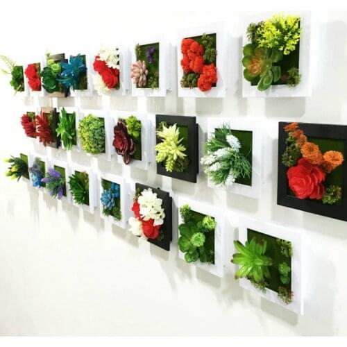 NEW 3D Handmade metope succulent plants Imitation wood photo frame wall decoration artificial flowers home decor