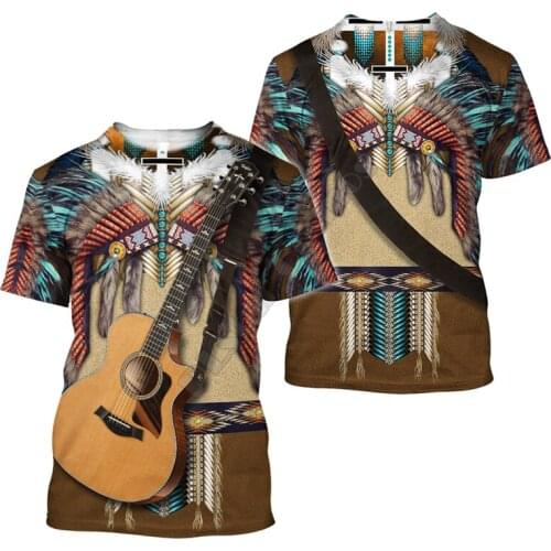 Native Guitar 3D Printed T Shirts Streetwear Summer Tops women For men Funny Tshirts Short sleeve