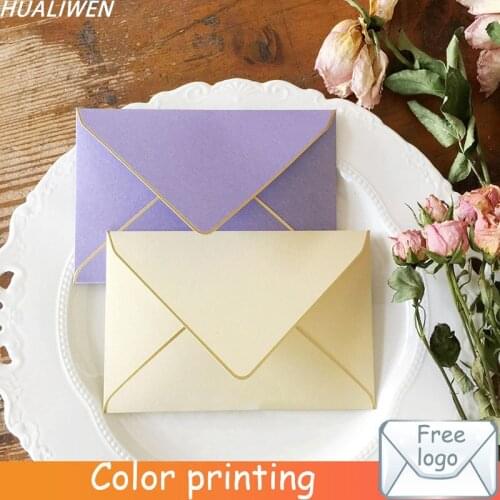 11*16.5CM Macaron Candy Color Bronzing Gold Edge Pearlescent Paper Envelope Wedding Party Business Invitation Letter Envelope