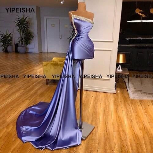 Yipeisha Long Evening Dress 2021 New Arrival One Shoulder Luxury Beads Dubai Arabic Women Formal Evening Gowns Pageant Dresses