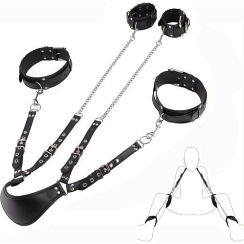 Leather Bondage Anklecuff Leg Open Bdsm Collars Adult Sex Game Slave Restraints Legcuffs Open Leg Bdsm Erotic SexToy for Couples