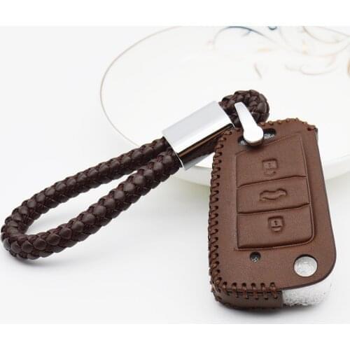 Leather Car Key Cove For Skoda Octavia A7 Kodiaq Karoq Combi Rapid Yeti Fabia Superb For Seat Ibiza Leon Car Key Case Holder