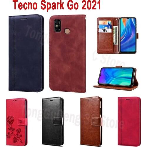 Leather Cover For For Tecno Spark Go 2021 Case Funda Flip Wallet Phone Protective Shell Book On For Tecno Spark Go Case Etui Bag