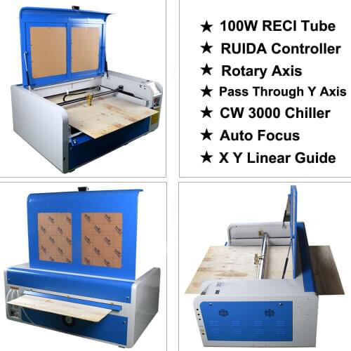 Laser Engraver Cutting 1060 100w RECI laser machine Ruida 6442C Autofocus CO2 USB Laser X Y axis linear guide NO TAX for EU