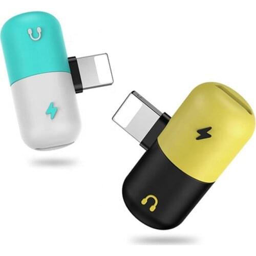 2 in 1 Mini Capsule IOS Adapter Splitter Audio Double IOS Ports Support Listen Music Charging for iPhone 7 8 X XS 11 12