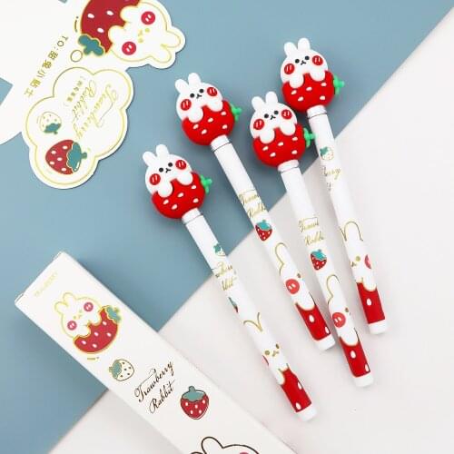 MINKYS New Arrival Kawaii Super Cute Strawberry Black Ink Pen Signature Pen Gift Office Stationery