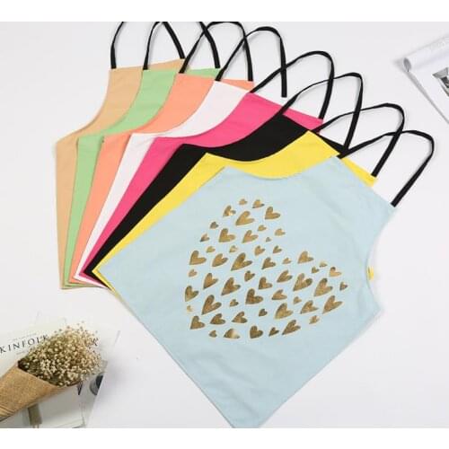 Fashion Printing Kitchen Apron Pure Cotton Bronzing Love Men And Women Home Kitchen Apron Sleeveless Waterproof Baking Apron SN