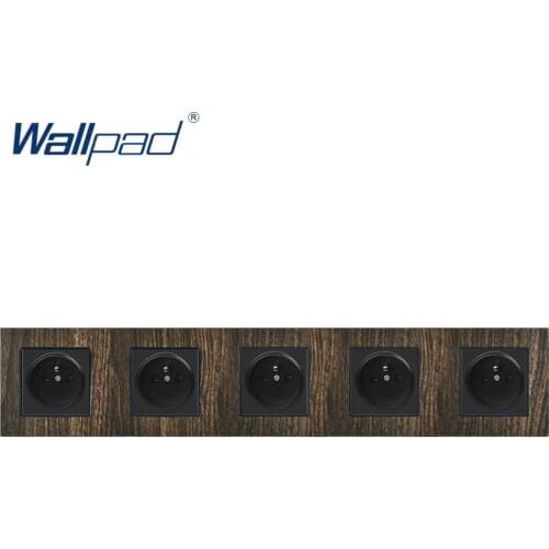 5 Way French Power Socket Wallpad Metal Frame Wood French Socket AC Wall Power Outlet 430*86mm Home Improvement
