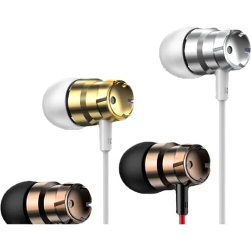 E0090Stereo Bass Headphone In-Ear 3.5MM Wired Earphones Metal HIFI Earpiece with MIC for Xiaomi Samsung Huawei Phones
