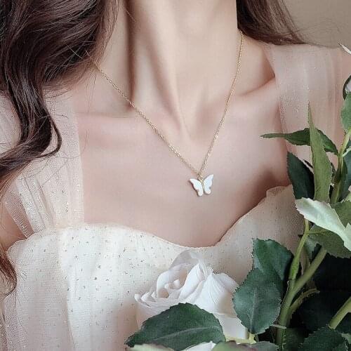 Japan and South Korea Sweet Butterfly Pendant Necklace Fairy Simple Temperament Niche Cold Wind Clavicle Chain