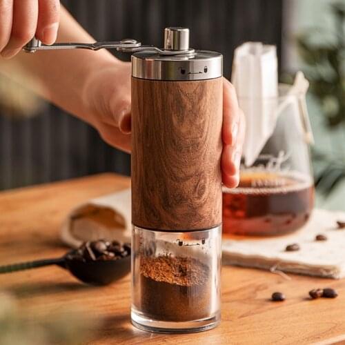 Portable Wood Grain Coffee Bean Grinder Stainless Steel Crank Manual Manual Handmade Coffee Grinder Mill Kitchen Tool Grinders