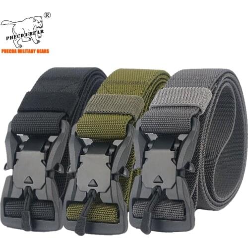 Outdoor camping casual belt magnet buckle anti-slip nylon tactical belt 125cm adjustable military combat belt hunting belt army