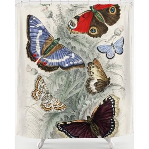 Butterfly Retro Shower Curtain Waterproof Bathroom Decorations Polyester Bathroom Shower Curtain