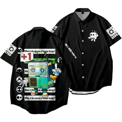 Repeater Robot Printed Summer Casual Men Vintage Loose Beach Shirt New Hawaiian Short Sleeve Shirt Streetwear Oversize 6XL