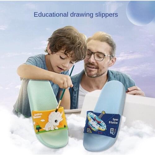 2021 Hand-painted Childrens Slippers Summer Girls Boys Indoor Home Non-slip Cartoon Kids Sandals Kids Shoes