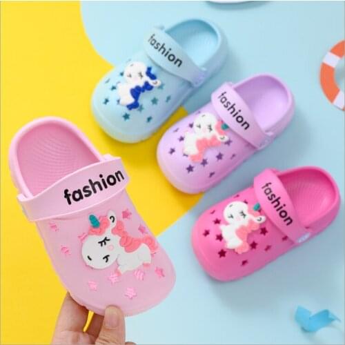Baby Hole Shoes 2020 Summer New Children Nice Non -slip Soft Floor 1 -3 Years Old Boys Beach Cartoon Animation Sandals Unicorn