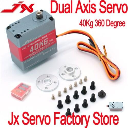 JX Dual Axis Servo RD-B7640MI-360 40kg8.4V brushless servo 360 degree Magnetic induction full CNC servo for Robot Mechanical Arm