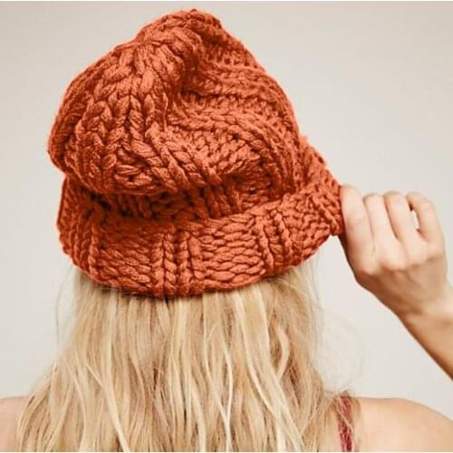 Female Warm Cap Knitted Beanie Girl Hats Woman Bonnet Femme Chunky Thick Stretchy Hats Winter Women Hat 2020 New Autumn Faux Fur