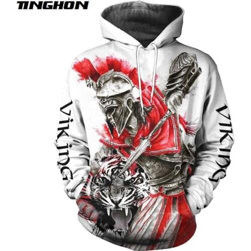 Viking Warrior And Tiger 3D All Over Printed Fashion Hoodies Men Sweatshirt Unisex Zip Pullover Casual Jacket Tracksuit WS34