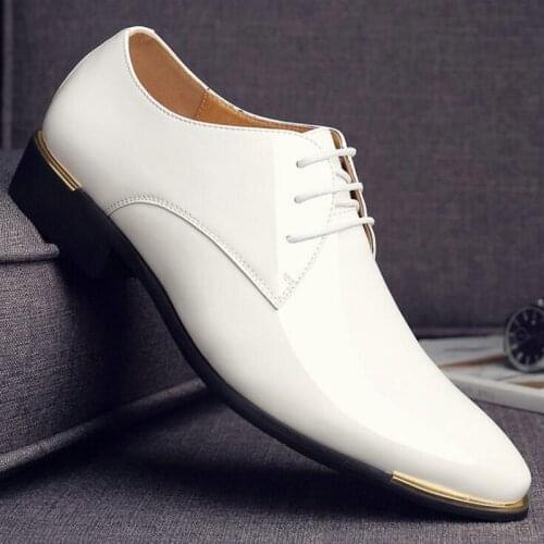 Big size luxury Brand Man Pointed Toe Dress shoes Classic Mens Patent Leather Black Wedding Shoes Oxford Formal Shoes