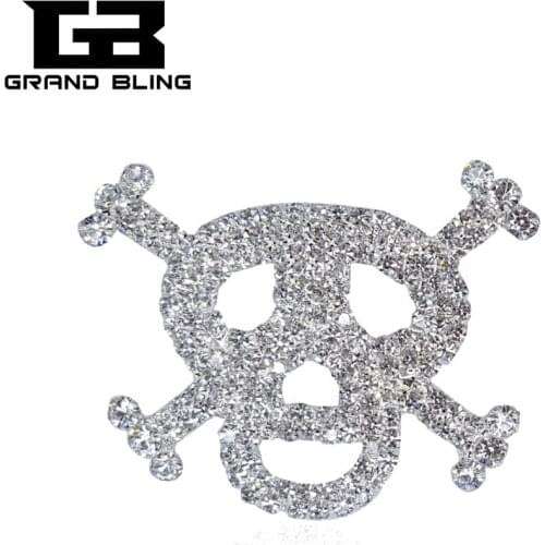 GRANDBLING Clear Rhinestone Brooch Gift Handmade Jewelry Blingbling Skull Lapel Pin