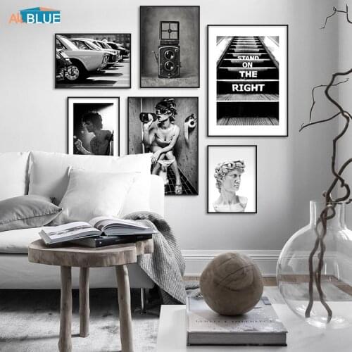 Vintage Fashion Art Poster And Print Sexy Woman Car Camera Prince Nordic Decoration David Portrait Canvas Painting Wall Pictures