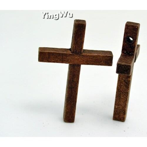 Yingwu 20pcs Wholesale Fashion Hot Simple Beads Wood Cross Pendant Necklace Wooden Cross Regilious Jewelry Male Femal