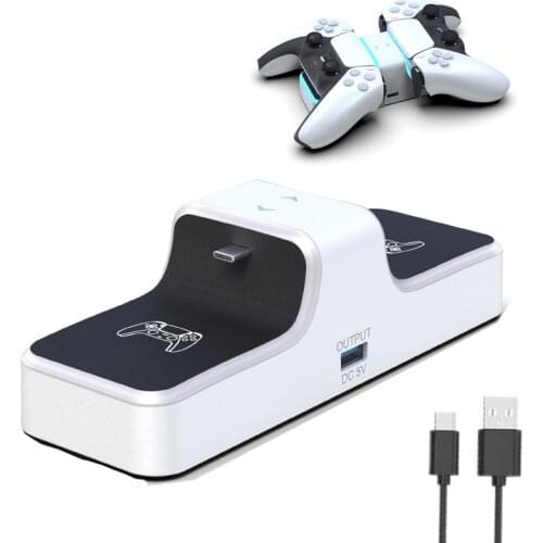 For PS5 Gamepad Charger Dual USB Fast Charging Dock Station Stand with USB Output for Sony PlayStation5 DualSense Accessories
