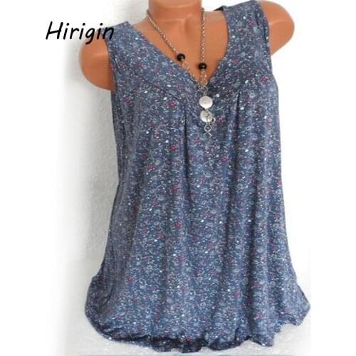 2020 summer women T shirts V neck printed sleeveless tops casual boho style Vest plus size Ladies t shirts fashion streetwear