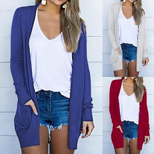 Women Cardigans Long Sleeve Loose Mid Length Knittwear Casual Sweater Cardigan Female Thin Knitted Coat Cardigan Women gilet