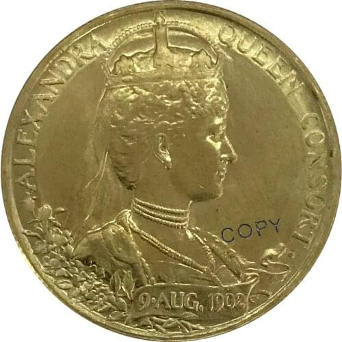 Gold Coin 1902 British Historical Medals Edward VII Coronation Brass Collectibles Copy Coin