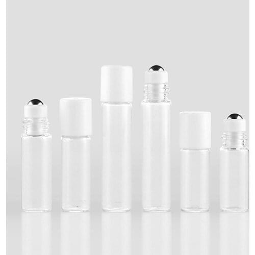 100pcs/lot 2ml 3ml 5ml Glass Perfume Bottles With Roll On Empty Cosmetic Essential Oil Vial For Travel With Steel Ball Bottle