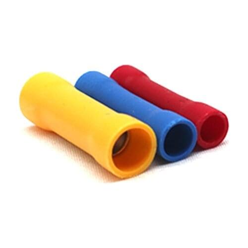 15pcs/set PVC Copper Conductor Insulated Straight Wire Butt Connector lectrical Crimp Terminals BV1.25 Red BV2 Blue BV5.5 Yellow