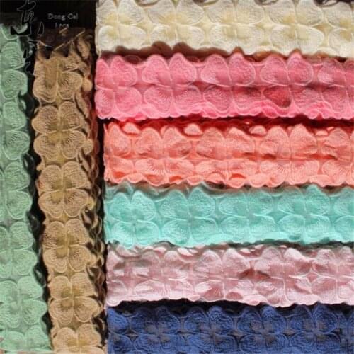 5cm width butterfly Embroidered jacquard Flower Lace Ribbons patches Hair bows Garments Crafts Accessories G1580