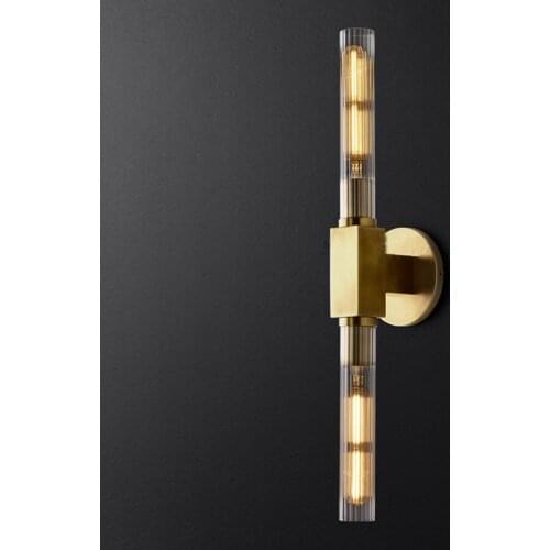 American Retro RH Metal E27 Led Wall Lamp Glass Shades H56cm Edison Bulb Led Wall Scones Led Indoor Lighting Lamparas Fixtures