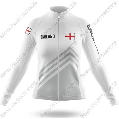 England 2021 Cycling Jersey Long Sleeve Women Cycling Clothing Race Road Bike Shirts Bicycle Tops MTB Uniform Maillot