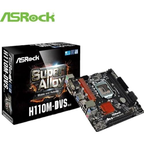 ASRock H110M-DVS R3.0 NEW Motherboard 2133MHz Intel H110 Chipset 4*SATA 6Bb/s PCI USB3.0/2.0 DVI-D/VGA 1151