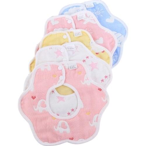 Baby Bibs Rotating Cotton Bibs Cartoon Print Saliva Towel Baby Boys Girls Feeding Cotton Yarn Bandana Bibs