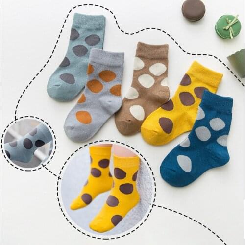 Kids Socks Autumn Winter 2019 New Fashion Dot Baby Socks for Boys Girls Cotton Thicken Children High Socks for 1-6Y