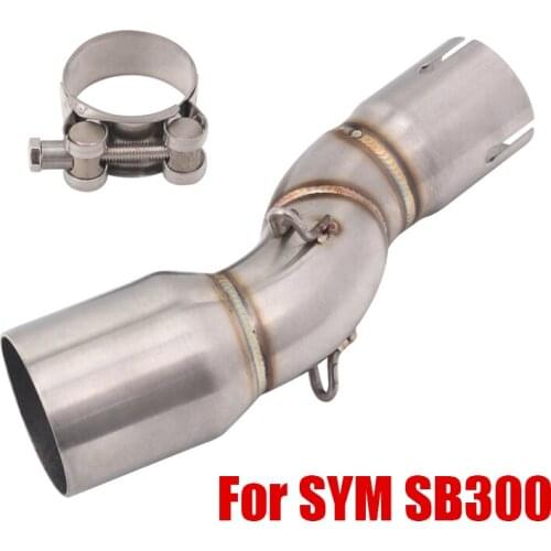 For SYM SB300 Exhaust Middle Mid Pipe Escape Link Tube Connecting Section Stainless Steel Slip On 51mm Muffler Motorcycle