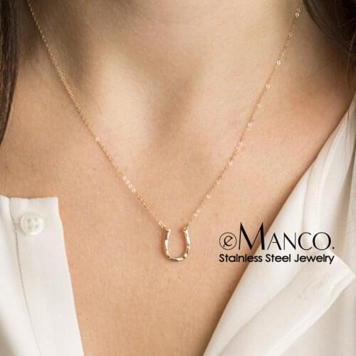 E-Manco Trendy Stainless Steel Necklace Punk Chokers Necklaces for women Statement U Shape Charm Necklace
