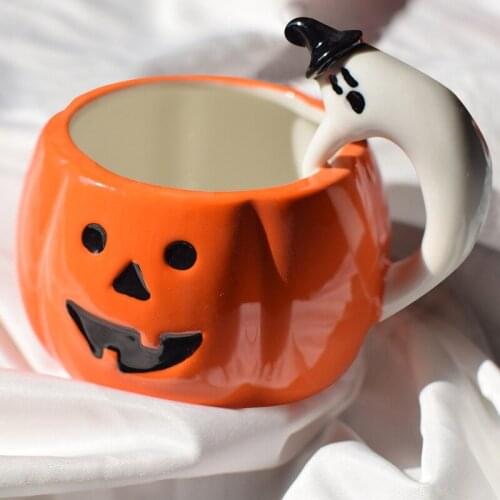 Coffee Cup Ceramic Creative Pumpkin Mugs Heating Milk Cartoon Ghost Water Cups New Halloween Gifts European And American Style