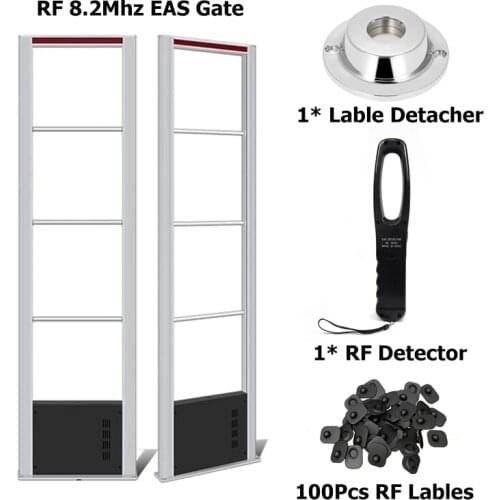RF8.2Mhz EAS Security System Kit with Hard Labels Tags & Detacher & Detector EAS Gate for Supermarket Clothing Shop Retail Store
