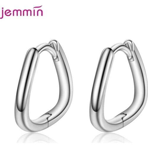Korean Trend Women 925 Sterling Silver Metal Hoop Earrings Pierced Ear Hooks New Statement Birthday Jewelry Gift