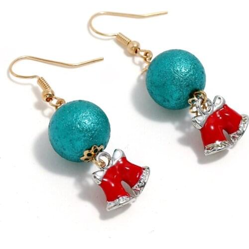 Lovely Christmas Jewelry Round Balls Dangle Earings For Women Girls Red Enamel Xmas Bell Earrings 2019 New Year Gift Jewelry