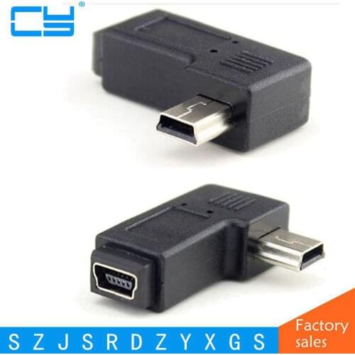 Mini USB 2.0 5pin Male to Female M F Extension Adapter 90 Degree Left Angled
