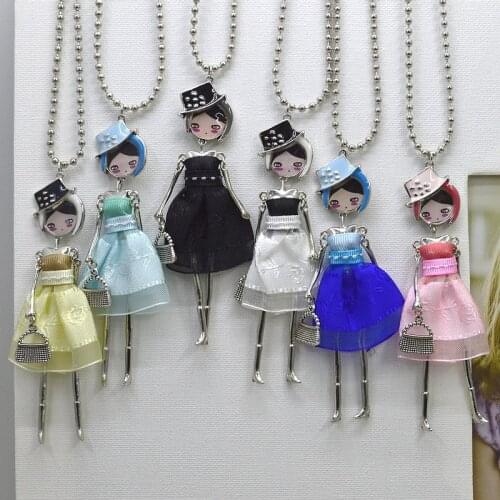 Spring style Fashion doll Pendant Necklace Jewelry lovely dress girl pendant Women long necklace gift wholesale free shipping