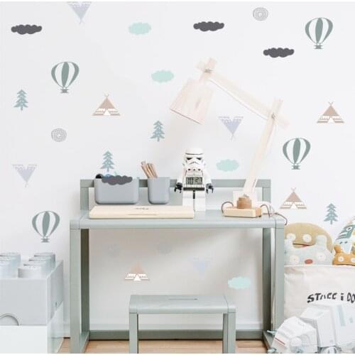 Cartoon Hot Air Balloon Wall Stickers For Kids Room Children Bedroom Living Room Wall Decals Home Decoration Art Mural Wallpaper