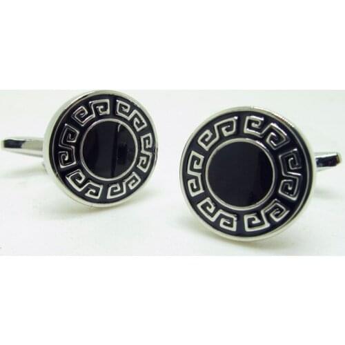 Factory Price Retail Mens Cufflinks Brass Material Black Color round Design Cuff Links Free Shipping