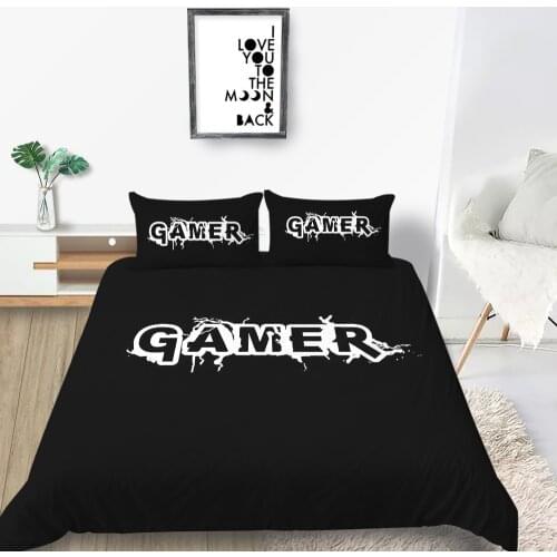 Gamer Bedding Set Single Simple Black Fashionable Duvet Cover Creative King Twin Full Single Double Unique Design Bed Set